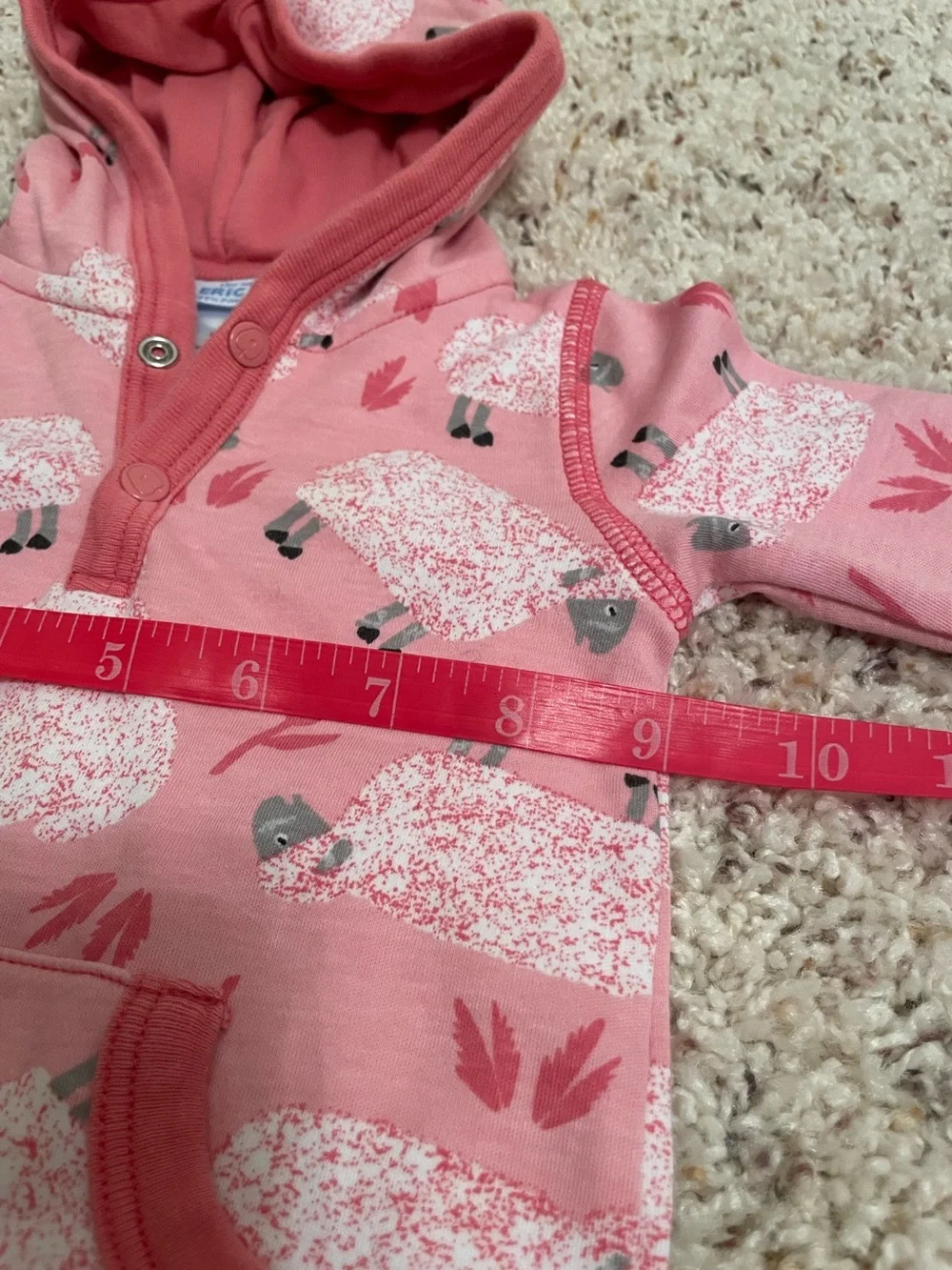 Eric Carle Pink Hooded One-Piece Romper Sheep Lamb 100% Cotton 6-9 months